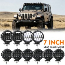 7inch Led Work Light Bar Pods White Drl Round Offroad Driving Truck Atv Fog Lamp