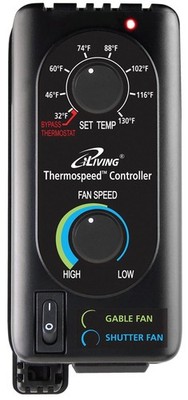 iLIVING Exhaust Fan Thermospeed Temperature Controller 7'' up to 24'', Black 
