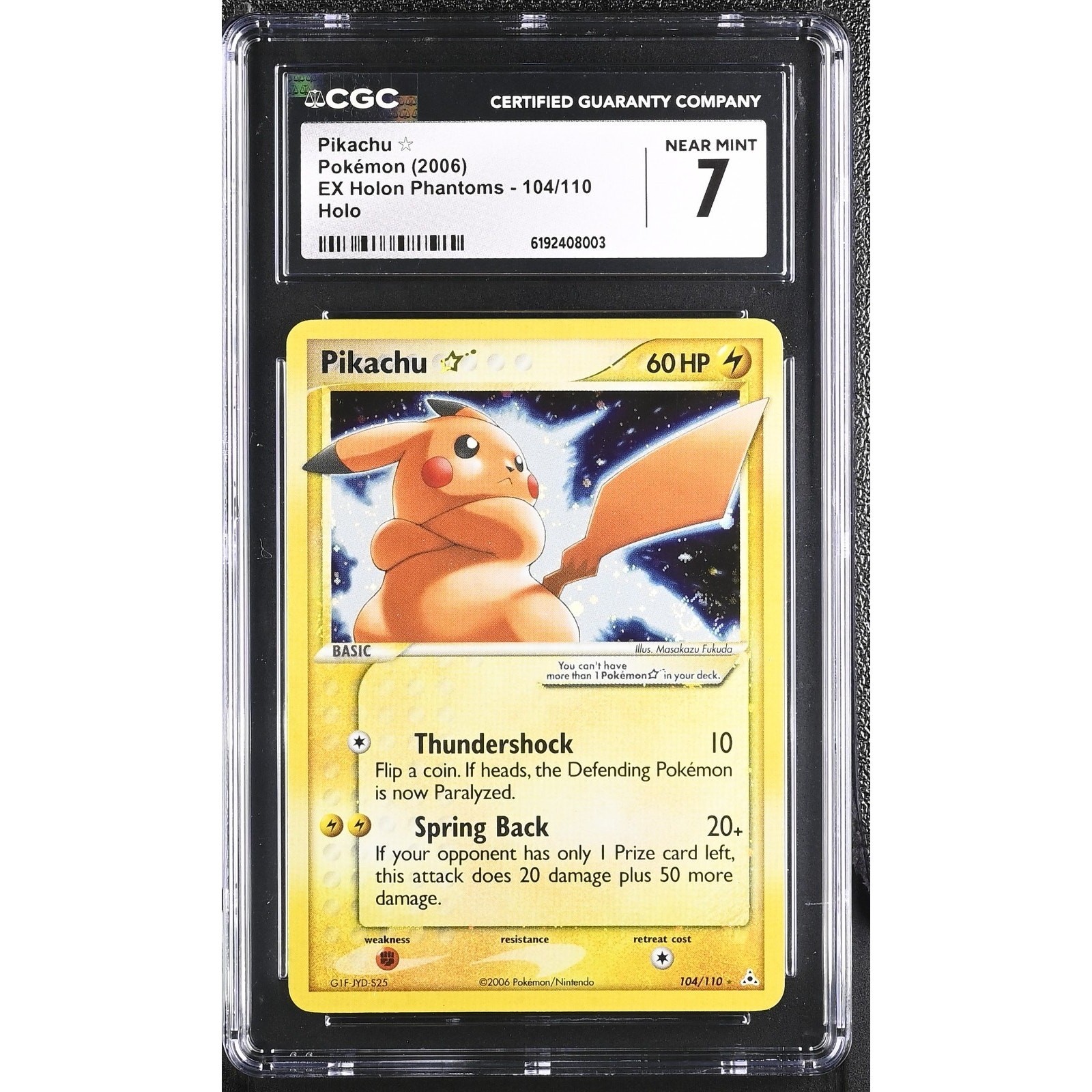 Pikachu Star 104/110 Holon Phantoms Holo W/Swirl CGC 7