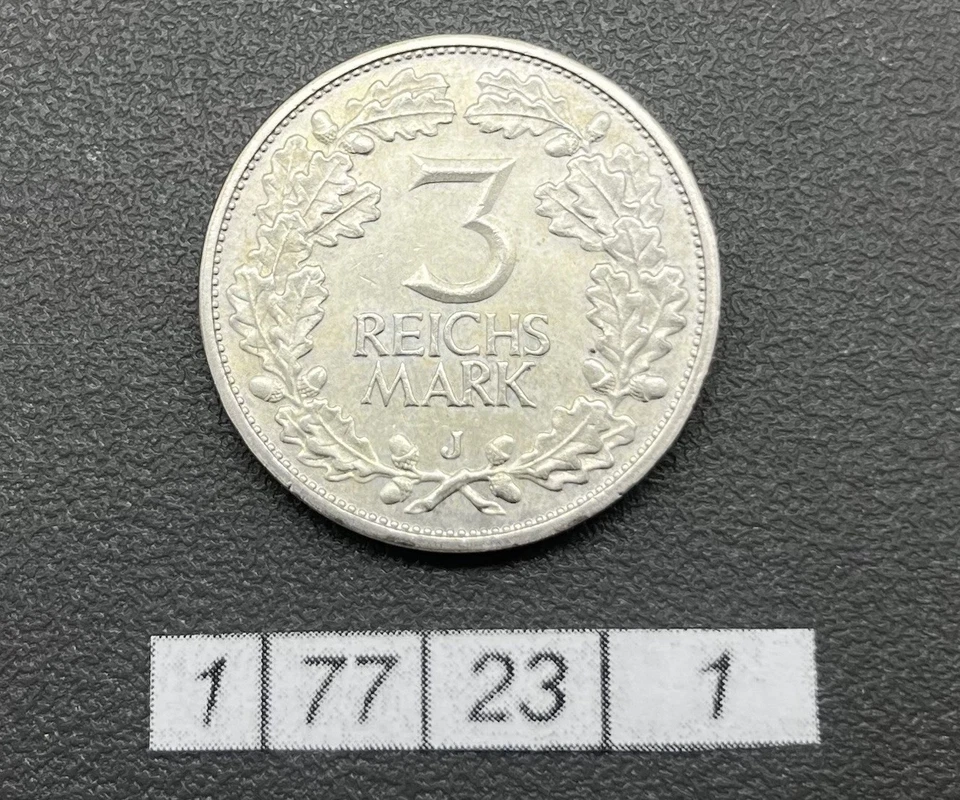 500/- Silbermünze, 3 Reichsmark, Jahrtausendfeier der Rheinlande, J, 1925, Schön - Bild 2 von 2