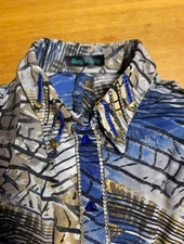 Plus Sized Blue Stretch Lycra Western Show Shirt 