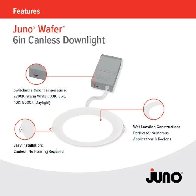 Juno Contractor 4 Pack Matte White 6-in 950 Lumens Dimmable 12 Watt LED - Image 2 of 4