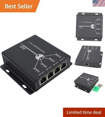 POE Extender RJ45 4-Port 10/100M IEEE802.3at Power-in to IEEE802.3af Power-Ou...
