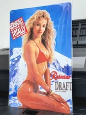 Vintage Style Rainier Beer Totally Cool Rainier , Wall Decor Vintage Beer Sign