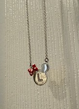 Silver Disney Minnie Mouse Initial Letter L Adjustable Necklace From Disneyland