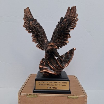 Electroplated Bronze Bald Eagle American Flag 2013 Bodybuilding Trophy 5th Place