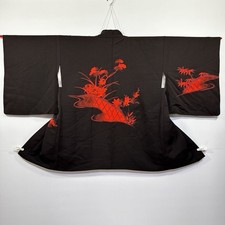 Japanese Silk Kimono Haori Jacket Samurai Vintage Unisex Traditional Robe