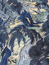 Lot Of Six Precut Thibaut Pagoda Trees Blue Pieces Size 14 By 20