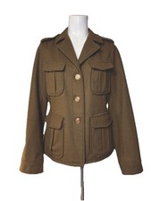 Urban Outfitters  WomanGreen Pea Coat Jacket Sz M Wool Blend Gold Color Buttons