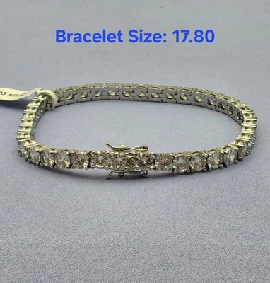 Bracelet Tennis Unisex Argent 925 avec Strass Brillant, Taille 17.80cm - Photo 1/4