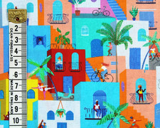 Coloured Buildings Cotton Fabric Little Johnny Digital Kids Crafts Sew 150cm