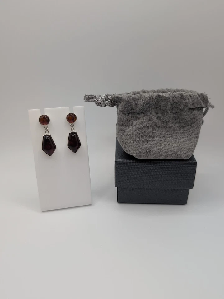 Jay King Mine Finds DRT  Sterling Silver Ukrainian Amber Dangle Earrings NIB - Image 4 of 4