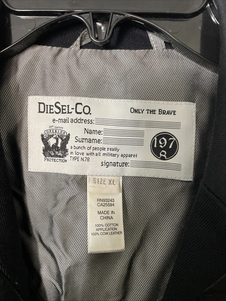 Diesel Men's Sport Coat Blazer Jacket Size XL Leather Trim Military - Image 2 of 4