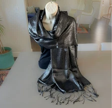 Black Scarf for Formal Event Shawl Scarf for Party Large Shawl Shimmering Scarf