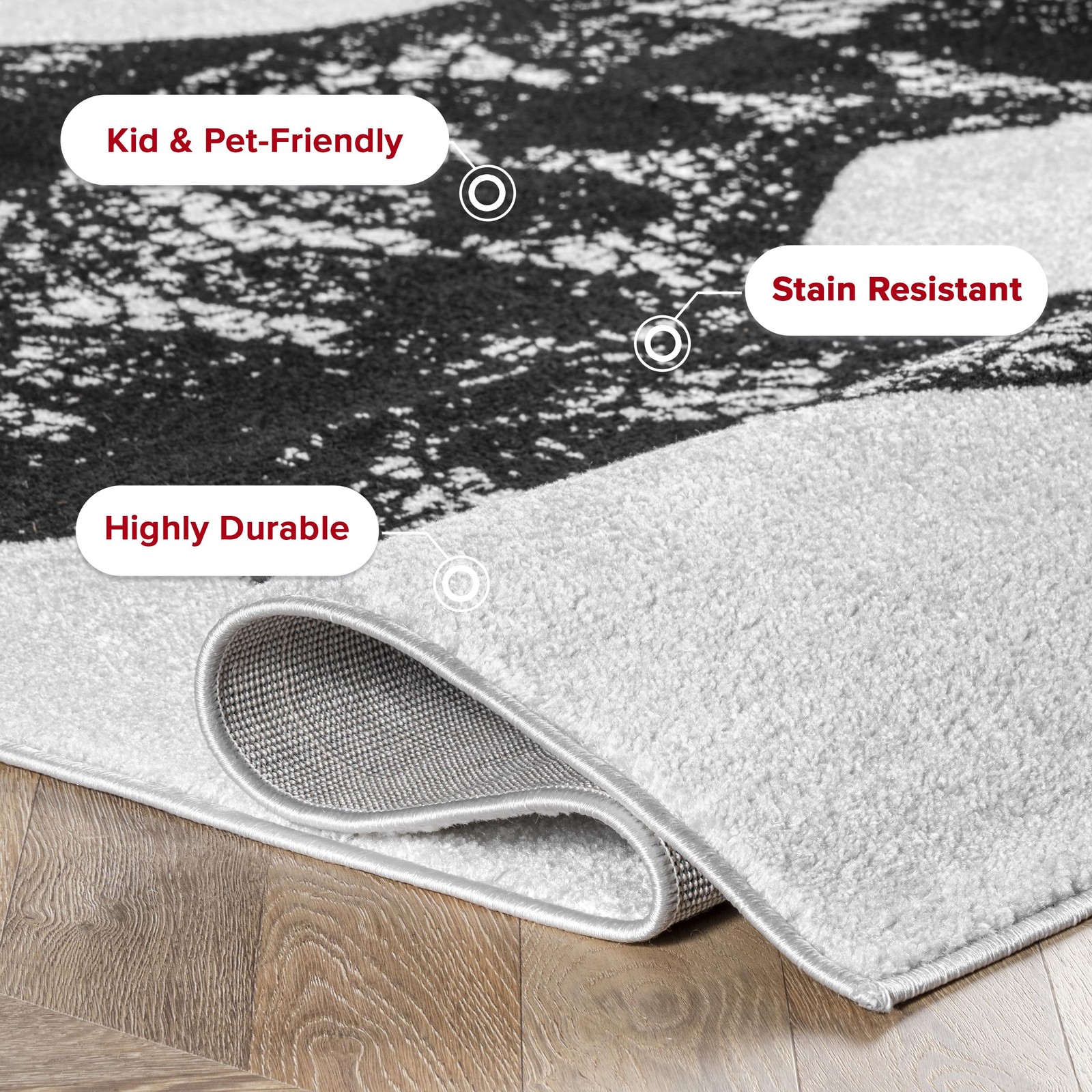 5x8 Thomas Paul Serpent Area Rug, Black & Off White, Snake Design, Non-Slip B... thumbnail 3