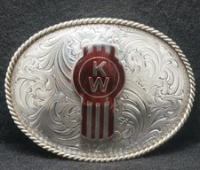 XB23155 VINTAGE 1980s  KENWORTH  TRUCK COMPANY ADVERTISEMENT BELT BUCKLE