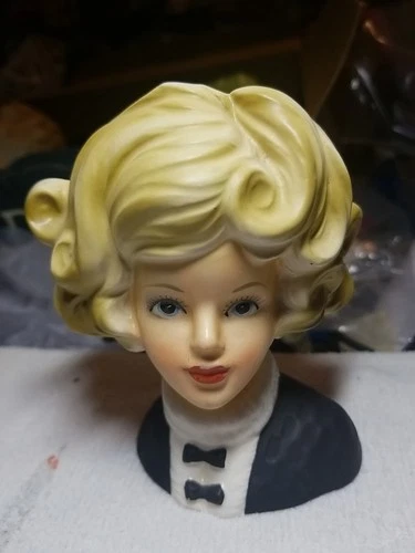 Vintage Lady Head Vase Relpo Japan Blonde 4.5"