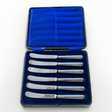 Antique Sterling Silver Handled Knives Set of 6 – Sheffield 1914–15 JB – Boxed