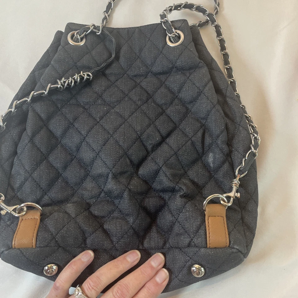 原装 Sharif 1827 牛仔包被子深蓝色牛仔链背包钱包 — 第 2/4 张图片