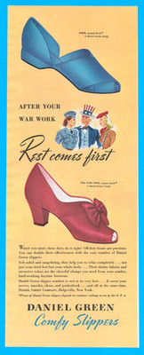 Daniel Green ladies slippers footwear women soldiers Uncle Sam print ad 1943