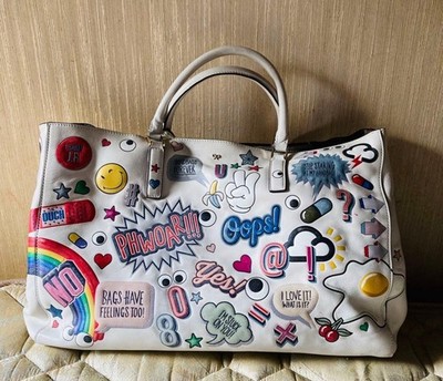 Anya Hindmarch All Over Stickers White Leather Ebury Maxi Tote bag 