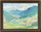 Antique Original Mountains Landscape Oil Painting, impressionist, Framed