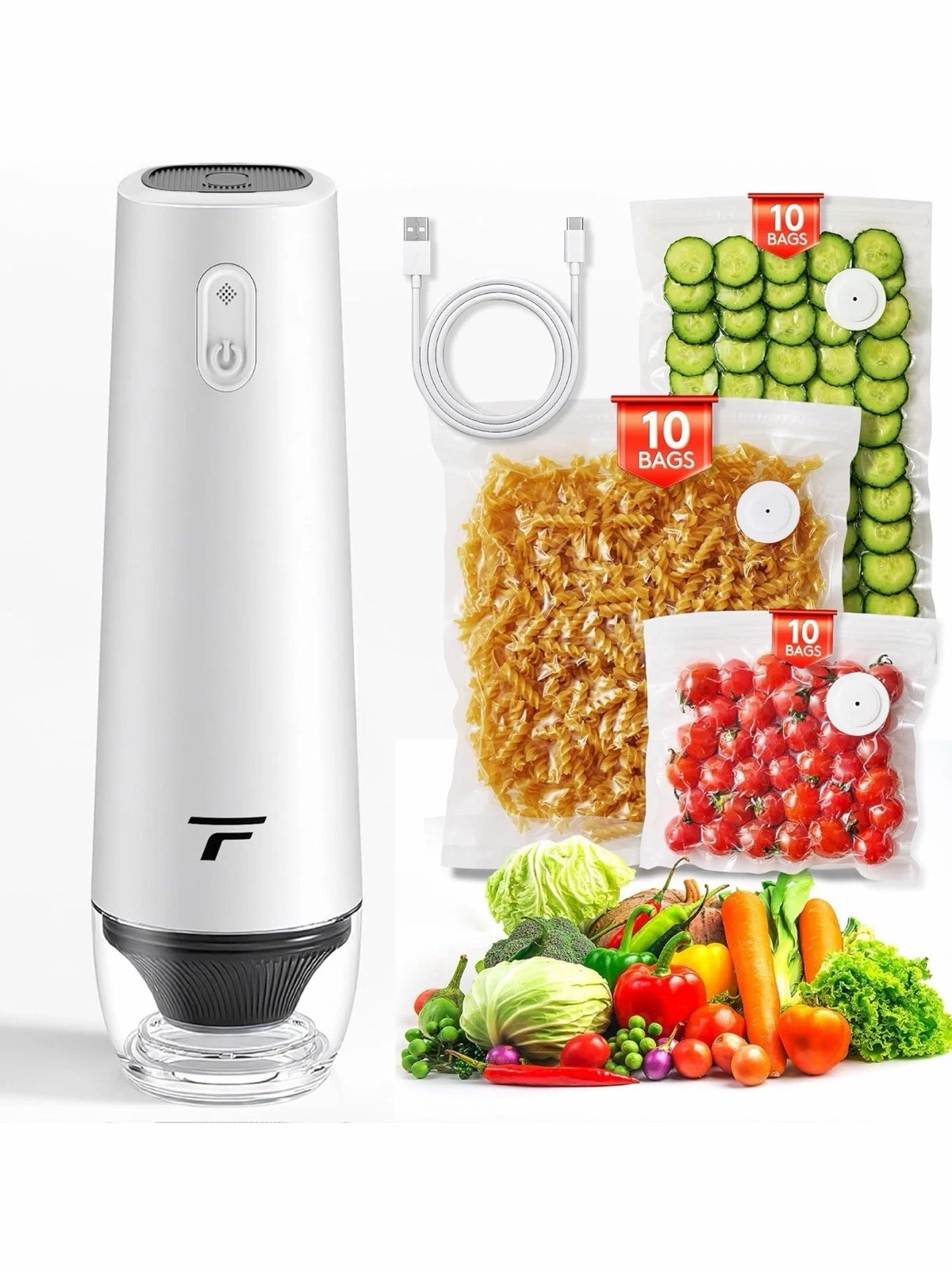 Vacuum sealer for food Compact Handheld Vacuum Sealer with 30 Reusable Bags Home
