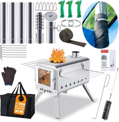Portable Wood Tent Stove with Chimney