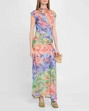 nwt  La Fuori Natalia Radiant Petals Draped Maxi Dress M