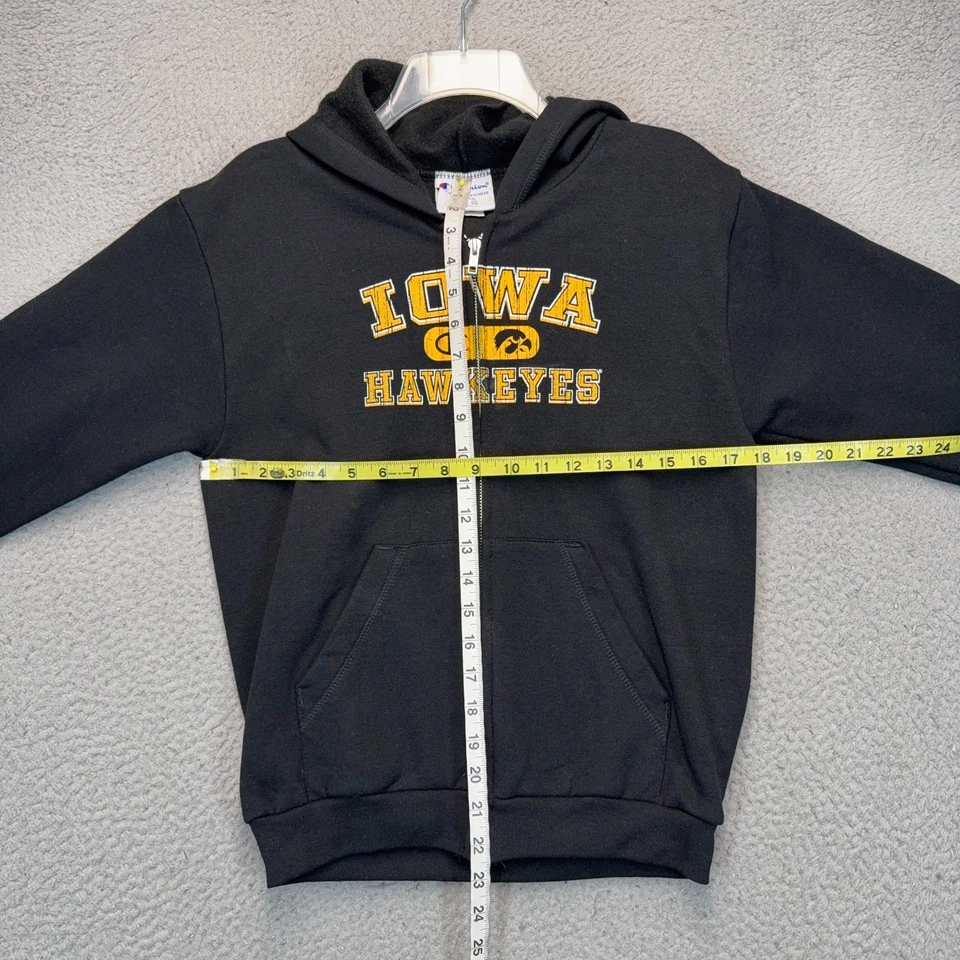 Iowa Hawkeyes Hoodie Boys Large Black Champion Full Zip Sweatshirt NCAA Fleece - Image 2 of 4