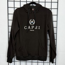 Capri Italia Hoodie Sweatshirt Womens Medium Black Loungewear Travel Pullover
