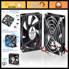 80mm Dual Ball Bearing Cooling Fans - 4500RPM High Speed 12V DC - 2 Pack