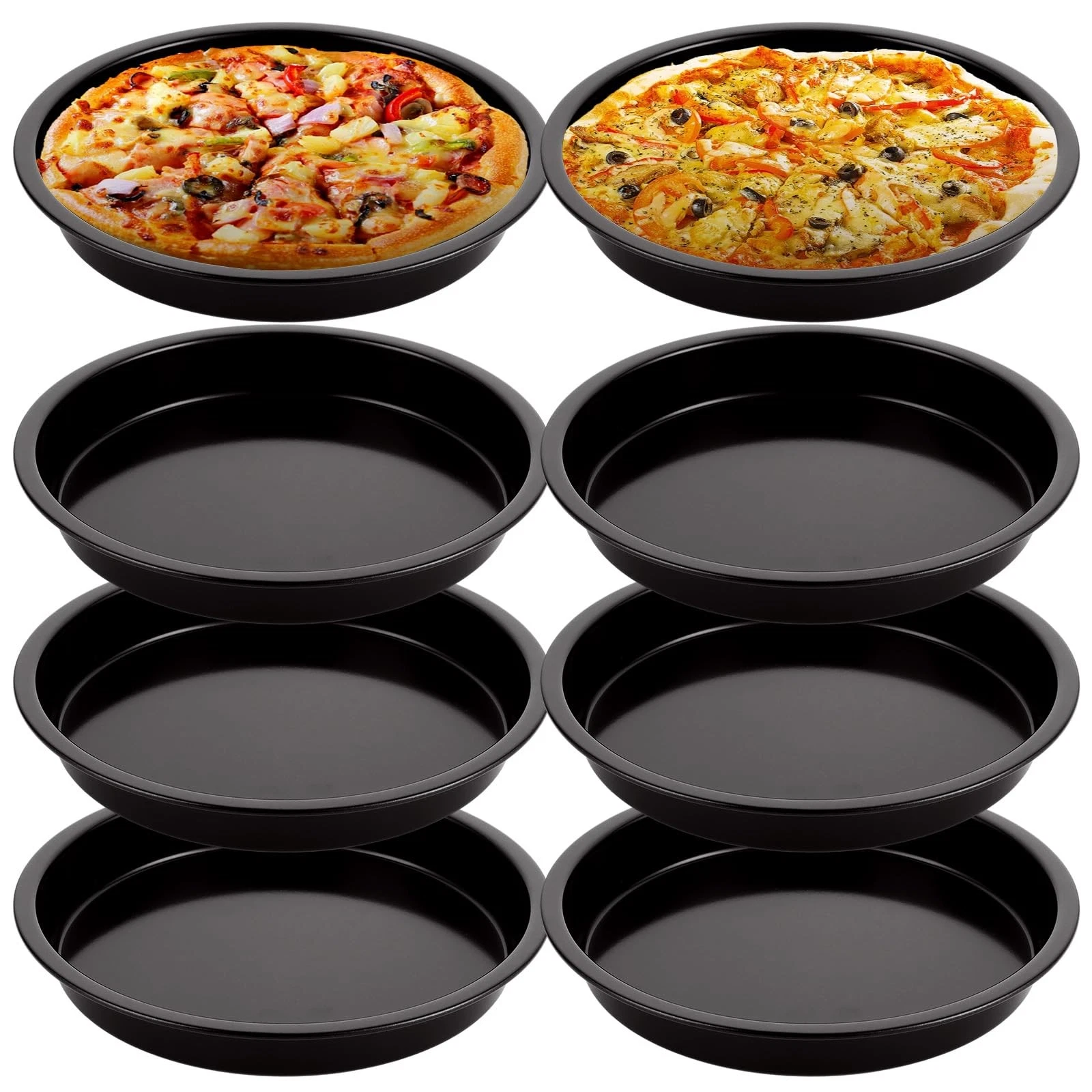 AKOLAFE 8 Pack Deep Dish Pizza Pan Personal Pizza Pan for Oven Round Pizza Plate
