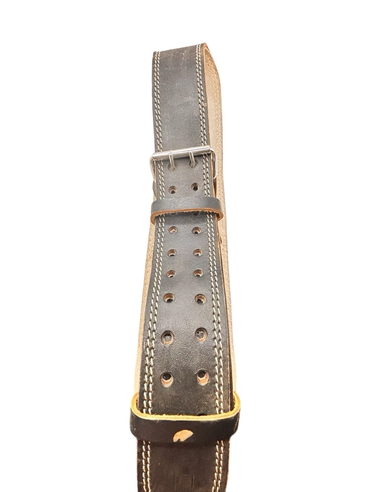 ЧЕРНЫЙ КОЖАНЫЙ МЯГКИЙ ПОЯС ДЛЯ ПОДНЯТИЯ ТЯЖЕСТЕЙ поддержка спины Med 2 пряжка VALEO 31 дюйм 42 дюйма - Изображение 4 из 4