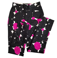 Versace Trousers Womens 24x29 Black Pink Abstract Polka Dot Ankle Zip Versus Vtg