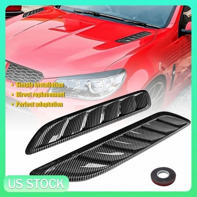Universal Front Car Side Hood Air Flow Vent Hole Cover Scoop Trim Carbon Fiber