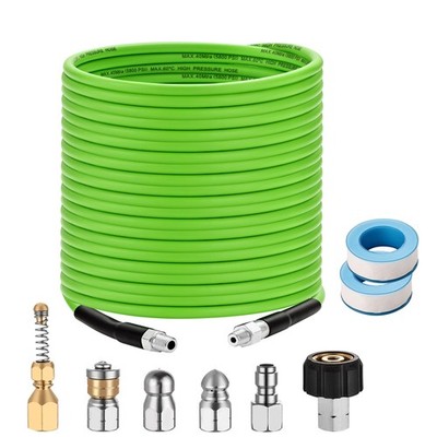 Pressure Washer Sewer Jetter Kit - 100Ft X1/4'' Hydro Drain Jetter Cleaner Hose,