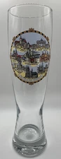 Vintage 1980s German 10” Tall Beer Pilsner Glass Germany Deutschland Towns