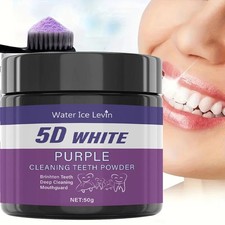 Polvo blanqueador de dientes púrpura corrector de color quitamanchas cuidado de limpieza dental