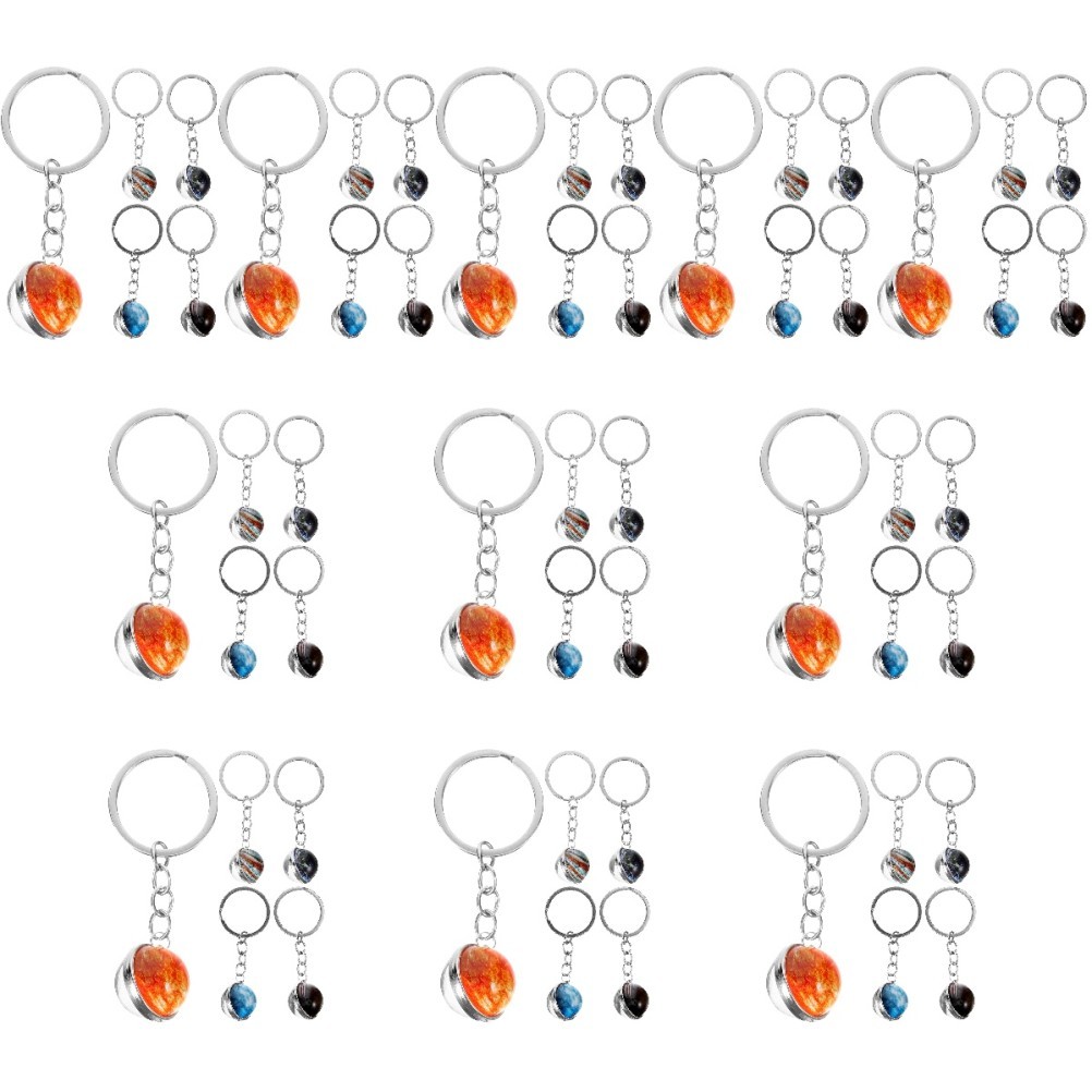 11 PCS Mini Globe Keyring Space Decorations Aesthetic Star Moon Keychain Cute image 6