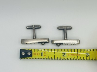 Boutons De Manchette Ruth Roach En Argent Sterling Et Pierre De Lune - Années 1950 - Moderneiste Signé - Occasion Très Bon état