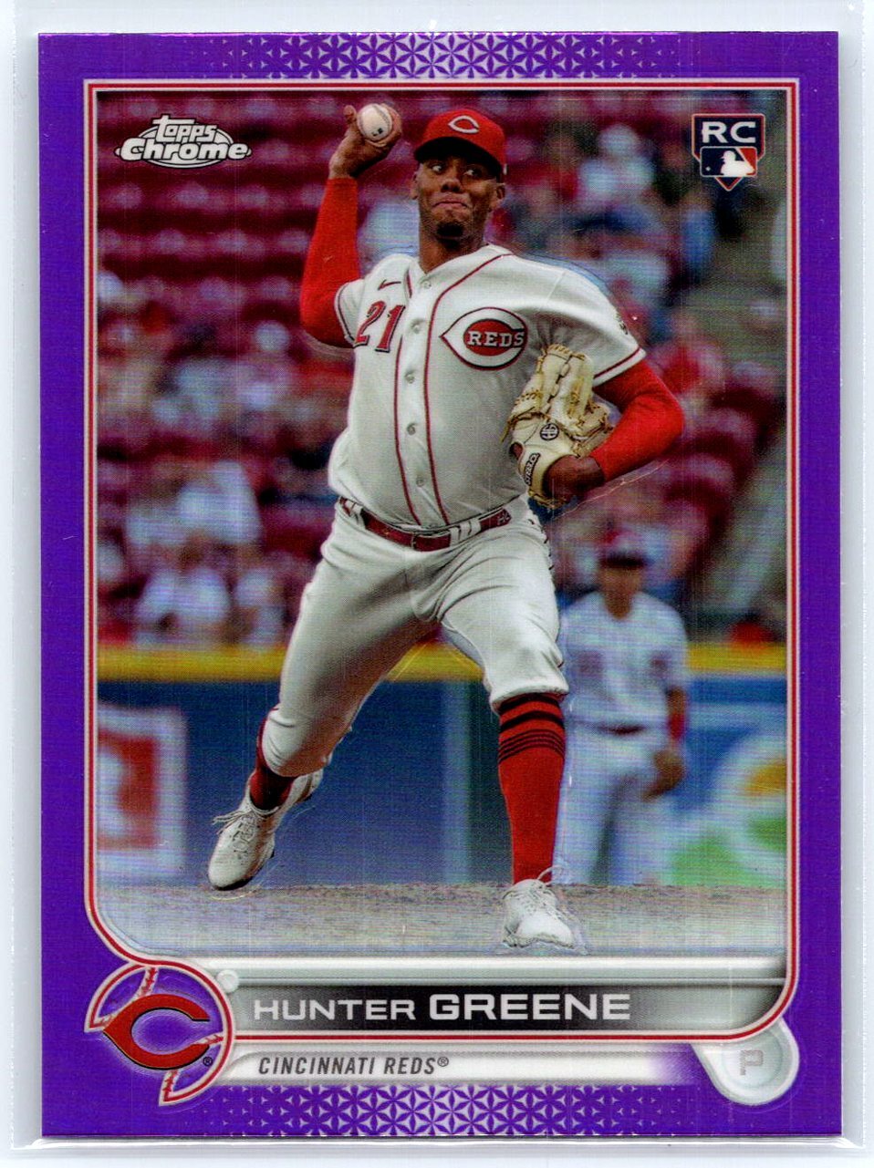 2022 Topps Chrome Update #USC191 Hunter Greene Purple Refractor
