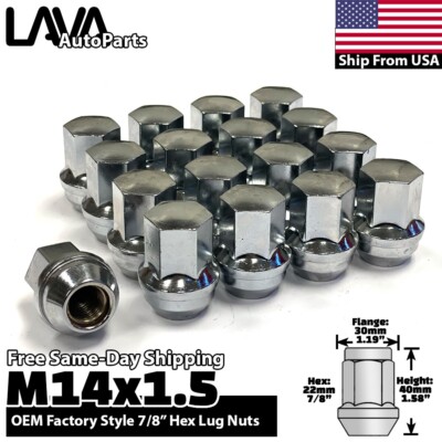 32x 2 Inch Chrome Conical Lug Nuts 9/16-18 For Ford E150 F250 F350 - Lava Autoparts
