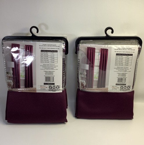 2 Mainstays 30” By 84” Room Darkening Panel Pair Deep Burgundy - 4 Panels Total - Picture 3 of 4