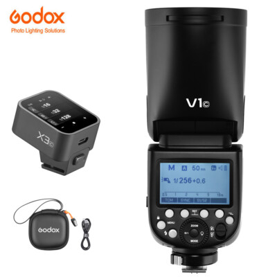 Godox V1C V1-C TTL HSS 1/8000s Blitzgerät Blitz für Canon + X3 C Flash Trigger