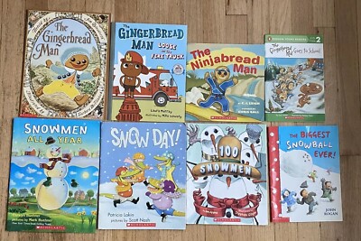 Winter And Gingerbread Themed Children's Picture Book Lot of 8