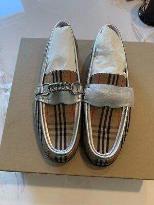 New Auth Burberry Women Morley Moc Loafer Shoes Trademark Nova Check Plaid 36 6