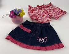 Doll Bear Heart Shorts Skirt Flower Bouquet Hearts Flowers 3pc