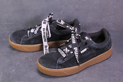 Puma Sneaker Vikky Platform Ribbon Bold Damen Gr. 39 Leder schwarz weiß SB1687 