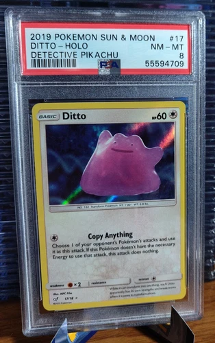 PSA 8 Ditto Holo 17/18 Pokemon 2019 Detective Pikachu Sun & Moon